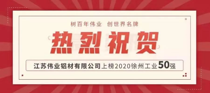 品牌硬實(shí)力！偉業(yè)鋁材江蘇生產(chǎn)基地上榜徐州工業(yè)50強(qiáng)